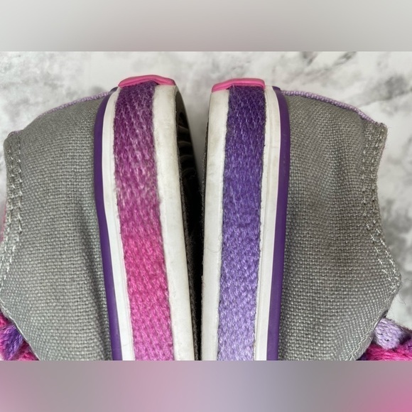 Converse All Star Toddler Gray Pink Purple Lace Up Shoes - Picture 4 of 10